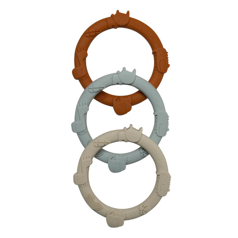 Loulou Lollipop Wild Teething Ring Set - Ginger Honey-WRGSTGHN-Pumpkin Pie Kids Canada