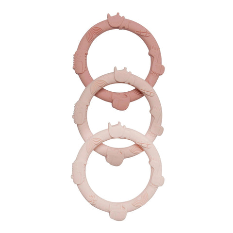 Loulou Lollipop Wild Teething Ring Set - Pink-WRGSTBPK-Pumpkin Pie Kids Canada
