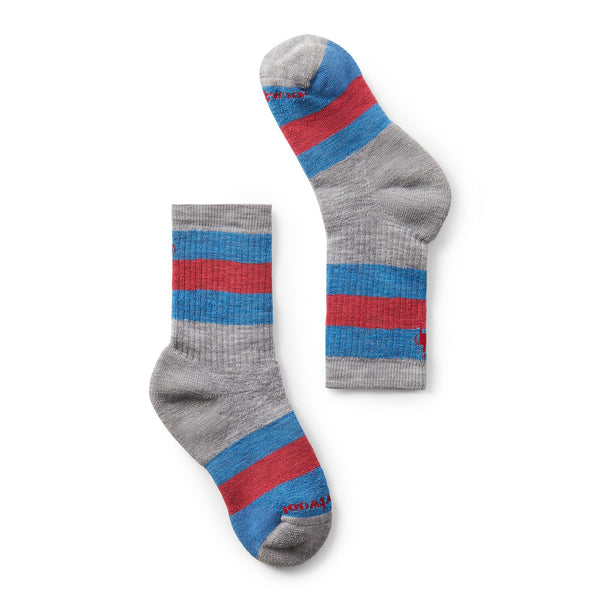 Smartwool Hike Full Cushion Striped Crew Socks - Light Grey-Pumpkin Pie Kids Canada
