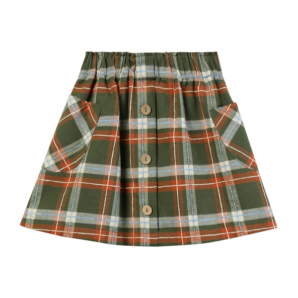 Vignette Jaycee Skort - Loden & Pumpkin Plaid-V1886A 2-Pumpkin Pie Kids Canada