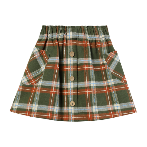 Vignette Jaycee Skort - Loden & Pumpkin Plaid-V1886A 2-Pumpkin Pie Kids Canada