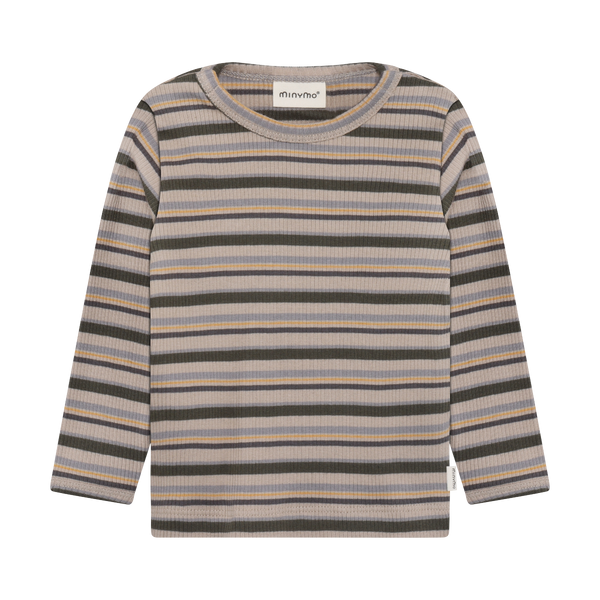 Minymo Rib T-Shirt - Beetle Stripe