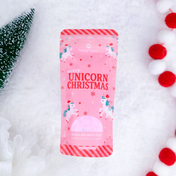 Happy Hippo Bubbling Bath Dust - Merry Unicorn Christmas
