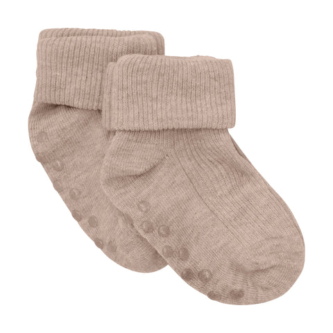 Minymo Baby Rib Sock ABS 2pk - Silver Mink-Pumpkin Pie Kids Canada
