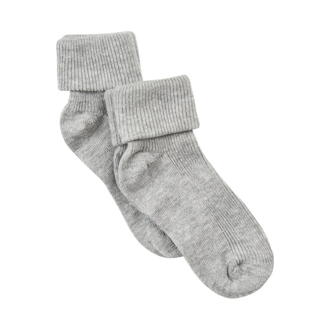 Minymo Baby Rib Socks 2pk - Light Grey Melange-Pumpkin Pie Kids Canada