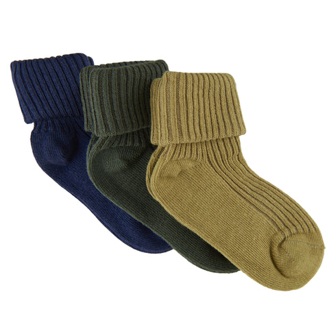 Minymo Rib Socks 3pk - Agave Green-Pumpkin Pie Kids Canada