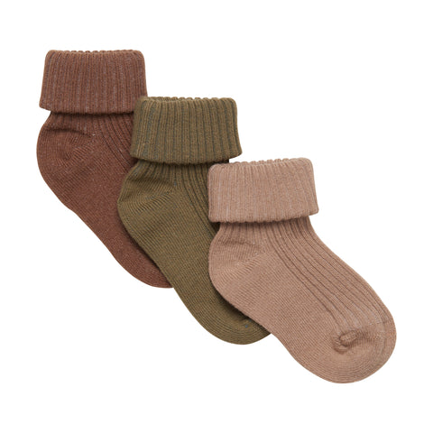 Minymo Rib Socks 3pk - Dried Herbs-Pumpkin Pie Kids Canada