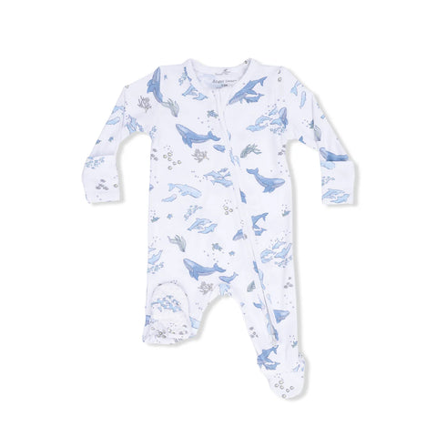 Angel Dear Footie - Watercolor Blue Whales-Pumpkin Pie Kids Canada