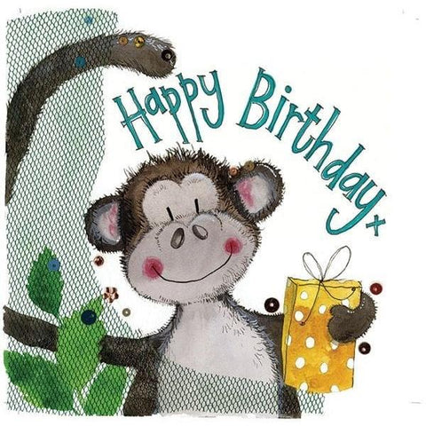 Alex Clark Monkey & Gift Birthday Card-5199-S262-Pumpkin Pie Kids Canada