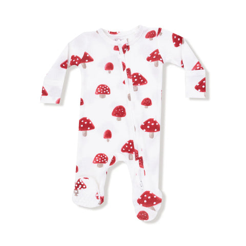 Angel Dear 2W Zipper Footie - Painterly Mushrooms-Pumpkin Pie Kids Canada