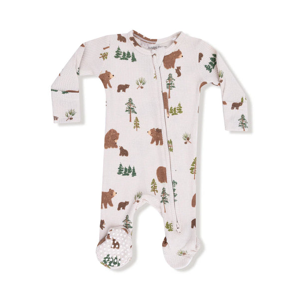 Angel Dear 2W Zipper Footie - Sweet Brown Bears-651-F25-SBB NB-Pumpkin Pie Kids Canada