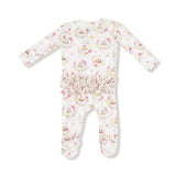 Angel Dear 2W Zipper Ruffle Footie - Floral Owl Families-128-F25-FOF NB-Pumpkin Pie Kids Canada