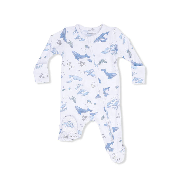 Angel Dear Footie - Watercolor Blue Whales-Pumpkin Pie Kids Canada