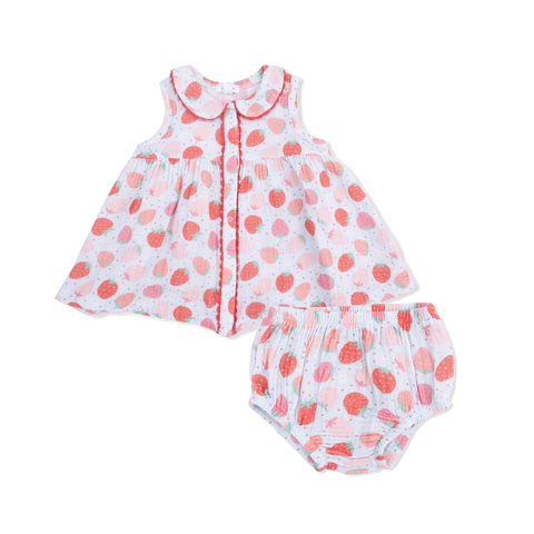 Angel Dear Jill Dress with Bloomer - Strawberry Bliss-703-S26-STB 3-6M-Pumpkin Pie Kids Canada