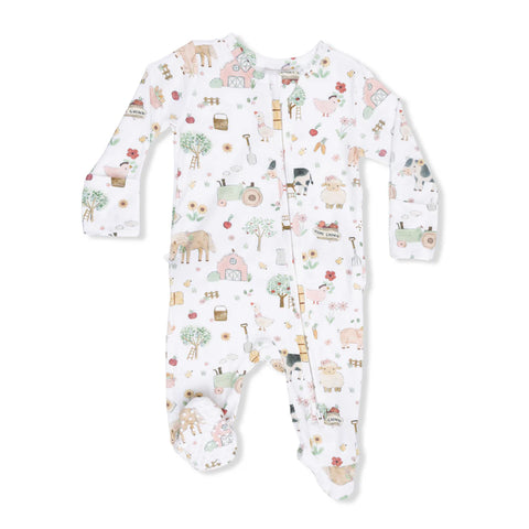 Angel Dear Ruffle Back Footie - Cute Farm Animals Pink-653-S26-CFG NB-Pumpkin Pie Kids Canada