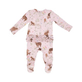 Angel Dear Ruffle Back Footie - Watercolour Ponies-653-S24-WAP 3-6M-Pumpkin Pie Kids Canada