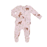 Angel Dear Ruffle Back Footie - Watercolour Ponies-653-S24-WAP 3-6M-Pumpkin Pie Kids Canada