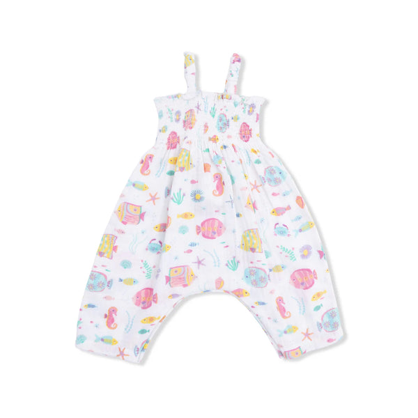 Angel Dear Smocked Romper - Sunny Coral Reef Fish-Pumpkin Pie Kids Canada