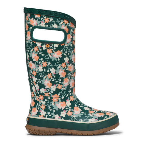 Bogs Rainboot - Small Floral Emerald-Pumpkin Pie Kids Canada