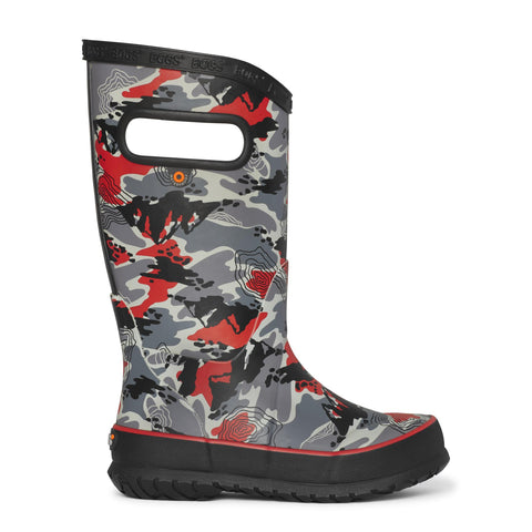 Bogs Rainboot Topo Camo - Black-Pumpkin Pie Kids Canada