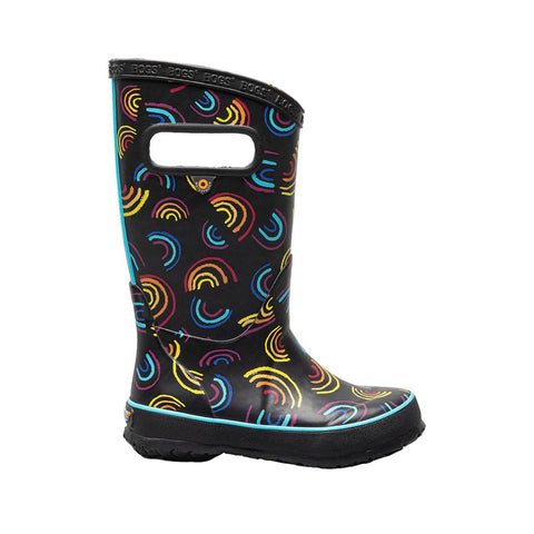 Bogs Rainboots - Rainbow Black-Pumpkin Pie Kids Canada