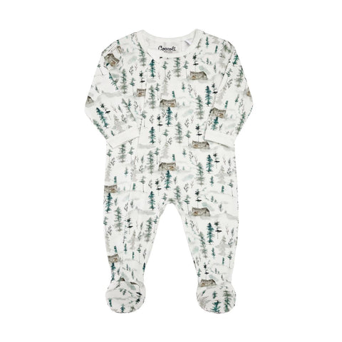 Coccoli Cotton-Modal Footie - Cream Cabin-Pumpkin Pie Kids Canada