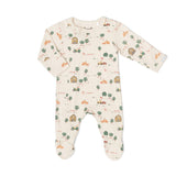 Coccoli Cotton-Modal Footie - Farm on Beige-Pumpkin Pie Kids Canada