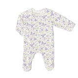 Coccoli Cotton-Modal Footie - Violets on Cream-Pumpkin Pie Kids Canada