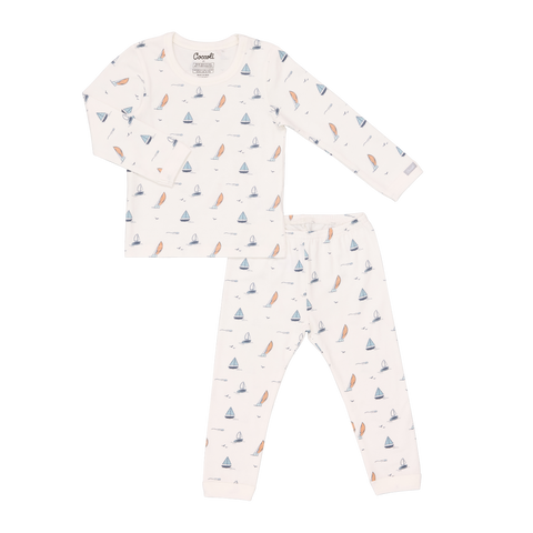 Coccoli Cotton-Modal Pajamas - Sailing-TLM6025-203 2-Pumpkin Pie Kids Canada