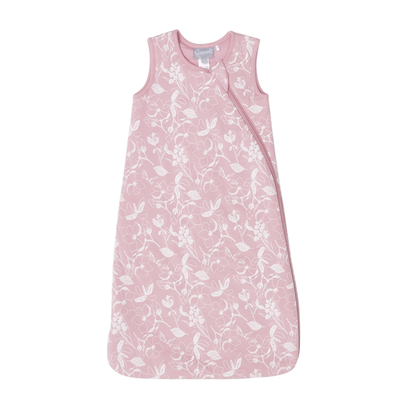 Coccoli Cotton-Modal Sleepsack - Flowers on Silver Pink-Pumpkin Pie Kids Canada