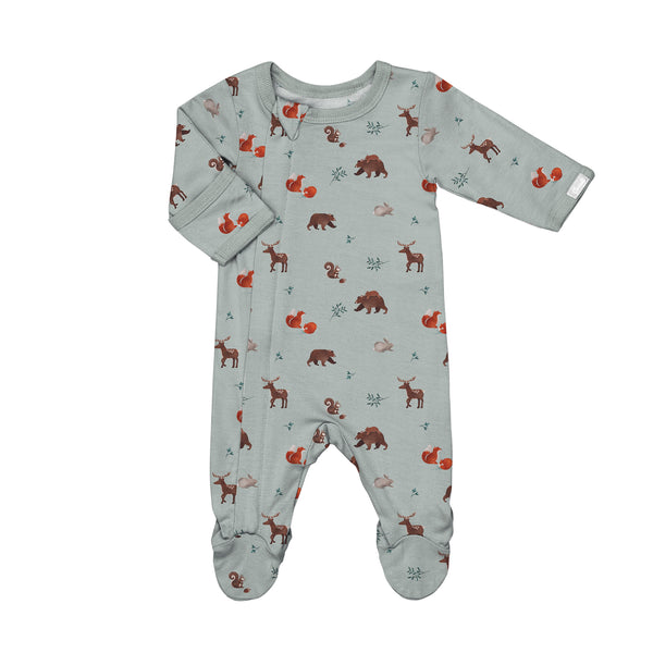 Coccoli Modal Footie - Animals on Mercury-PZM6102-330 NB-Pumpkin Pie Kids Canada