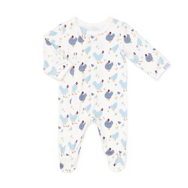 Coccoli Modal Footie - Chickens on Cream-PZM6041-201 1M-Pumpkin Pie Kids Canada