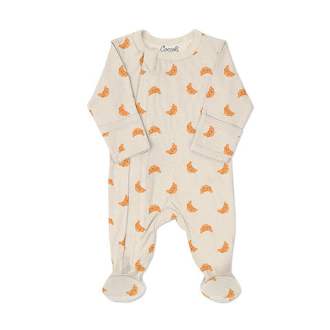Coccoli Modal Footie - Croissant on Beige-Pumpkin Pie Kids Canada