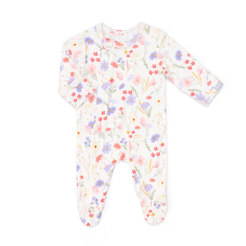 Coccoli Modal Footie - Flowers on Cream-PZM6021-207 NB-Pumpkin Pie Kids Canada