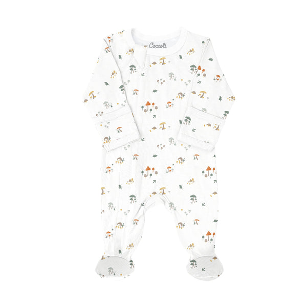 Coccoli Modal Footie - Mushrooms-PZM5952-208 NB-Pumpkin Pie Kids Canada