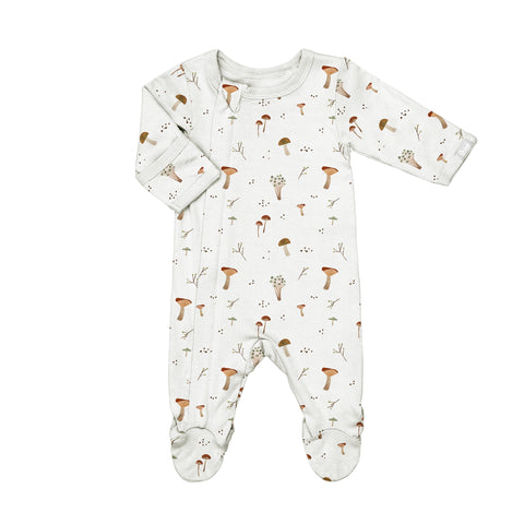 Coccoli Modal Footie - Mushrooms on Cream-PZM6112-193 NB-Pumpkin Pie Kids Canada
