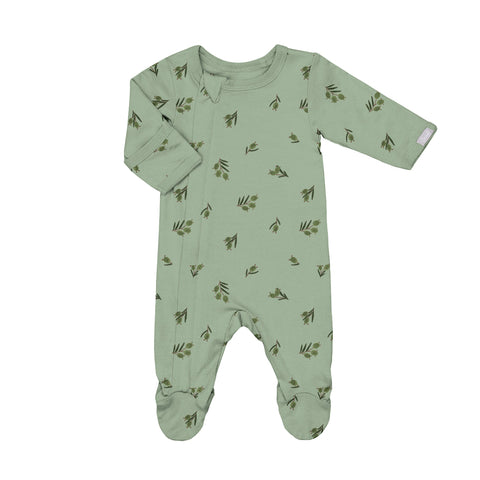 Coccoli Modal Footie - Olives on Sage-PZM6022-330 NB-Pumpkin Pie Kids Canada