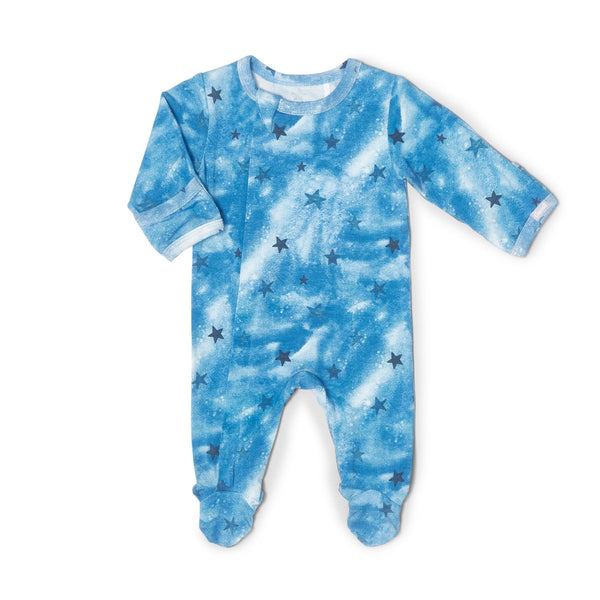 Coccoli Modal Footie - Stars on Denim Blue-Pumpkin Pie Kids Canada