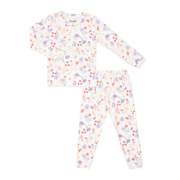 Coccoli Modal Pajamas - Flowers on Cream-Pumpkin Pie Kids Canada