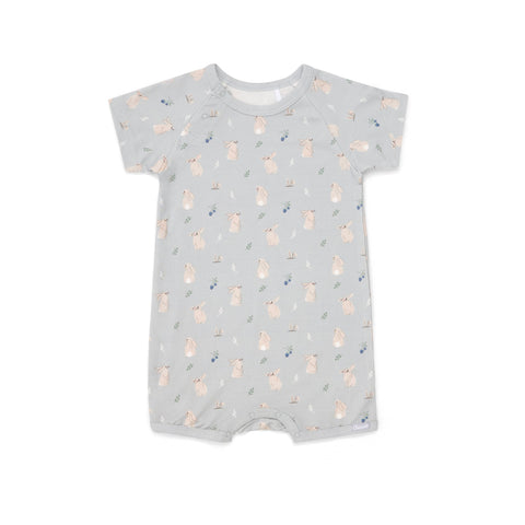 Coccoli Modal Romper - Rabbits on Cream-Pumpkin Pie Kids Canada