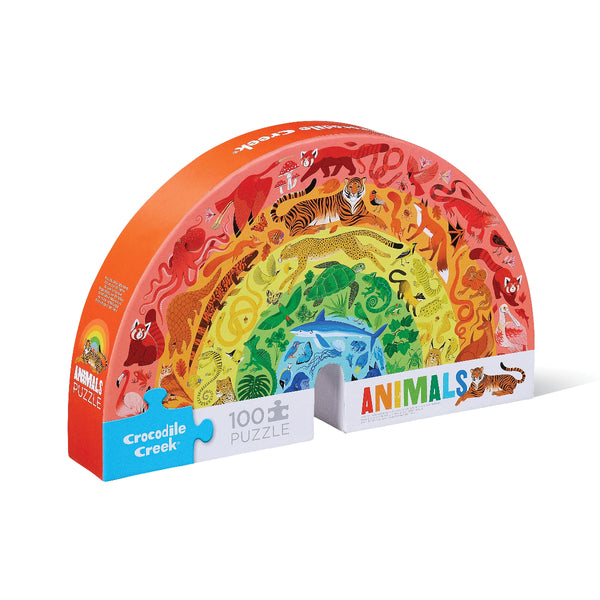 Crocodile Creek 100pc Holographic Puzzle - Rainbow Animals-Pumpkin Pie Kids Canada