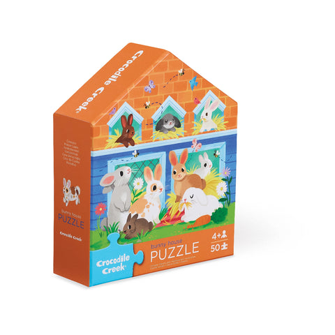 Crocodile Creek 50pc Flat House Puzzle - Bunny House-Pumpkin Pie Kids Canada