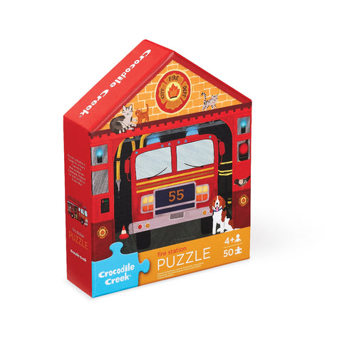 Crocodile Creek 50pc Flat House Puzzle - Fire House-Pumpkin Pie Kids Canada