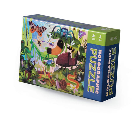 Crocodile Creek Holographic Foil Puzzle 50pc - Backyard Bugs-78094-Pumpkin Pie Kids Canada