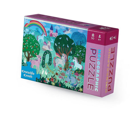 Crocodile Creek Holographic Foil Puzzle 50pc - Sparkling Unicorn-78099-Pumpkin Pie Kids Canada