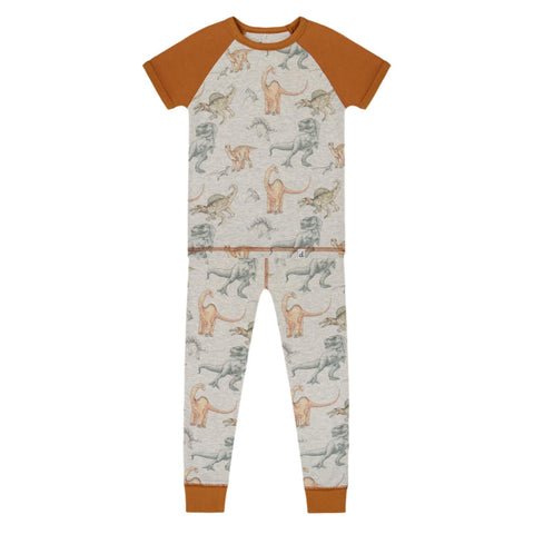 Deux Par Deux 2pc Pajama Set - Dinosaurs-Pumpkin Pie Kids Canada