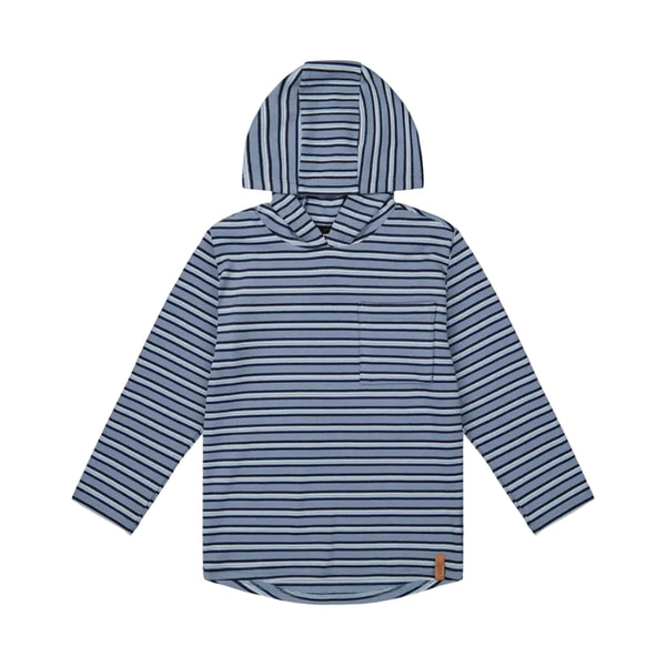 Deux Par Deux Brushed Jersey Hooded Top - Blue Stripes-J20U08-2J267 3-Pumpkin Pie Kids Canada