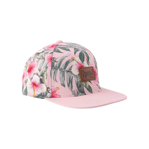 Deux Par Deux Cap - Pink Hawaiian Hibiscus-H30VGC-3H152 3/6-Pumpkin Pie Kids Canada