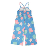 Deux Par Deux Crinkle Jersey Jumpsuit - Seashells-Pumpkin Pie Kids Canada