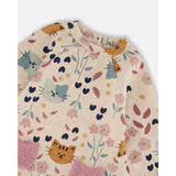 Deux Par Deux French Terry Dress - Oatmeal Cat-Pumpkin Pie Kids Canada